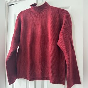Red mockneck sweater